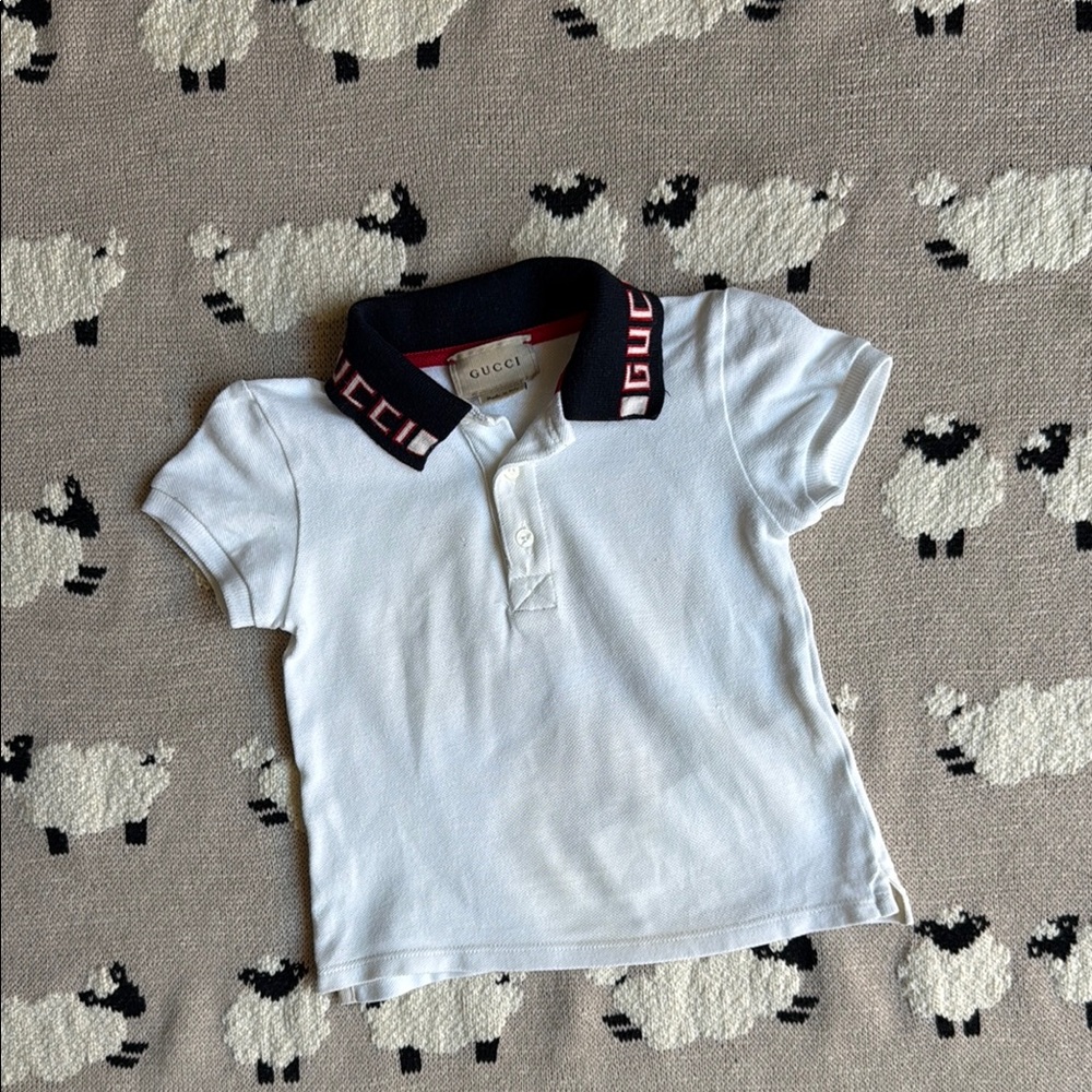 Gucci White and Black Polo Shirt Classic Design